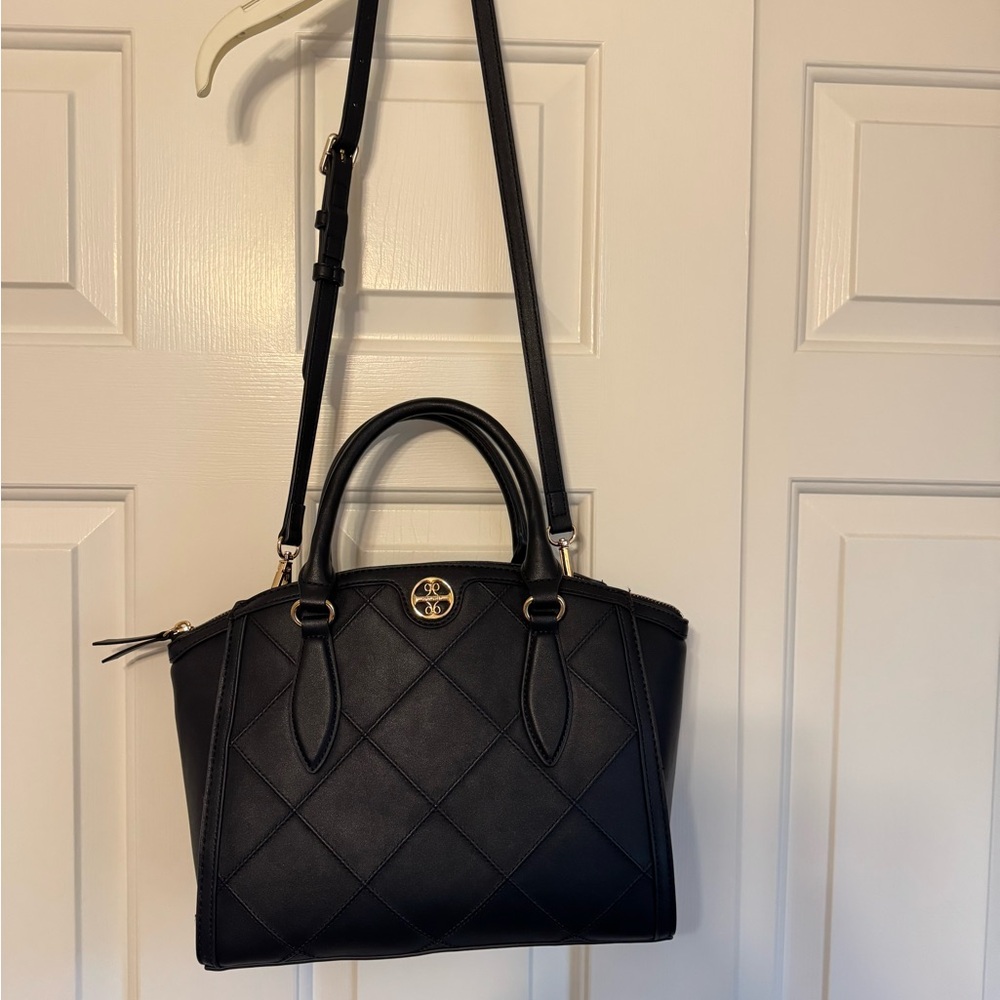 Nine West Women’s designer Coen Medium satchel Purse Black Double Handles Zip